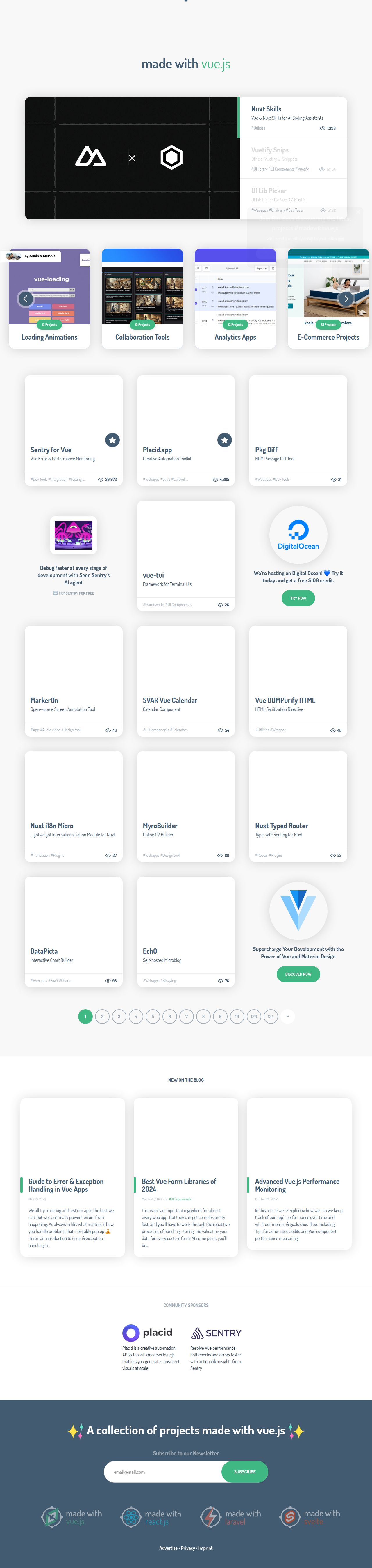 Vue.js Showcase's site as it was sampled