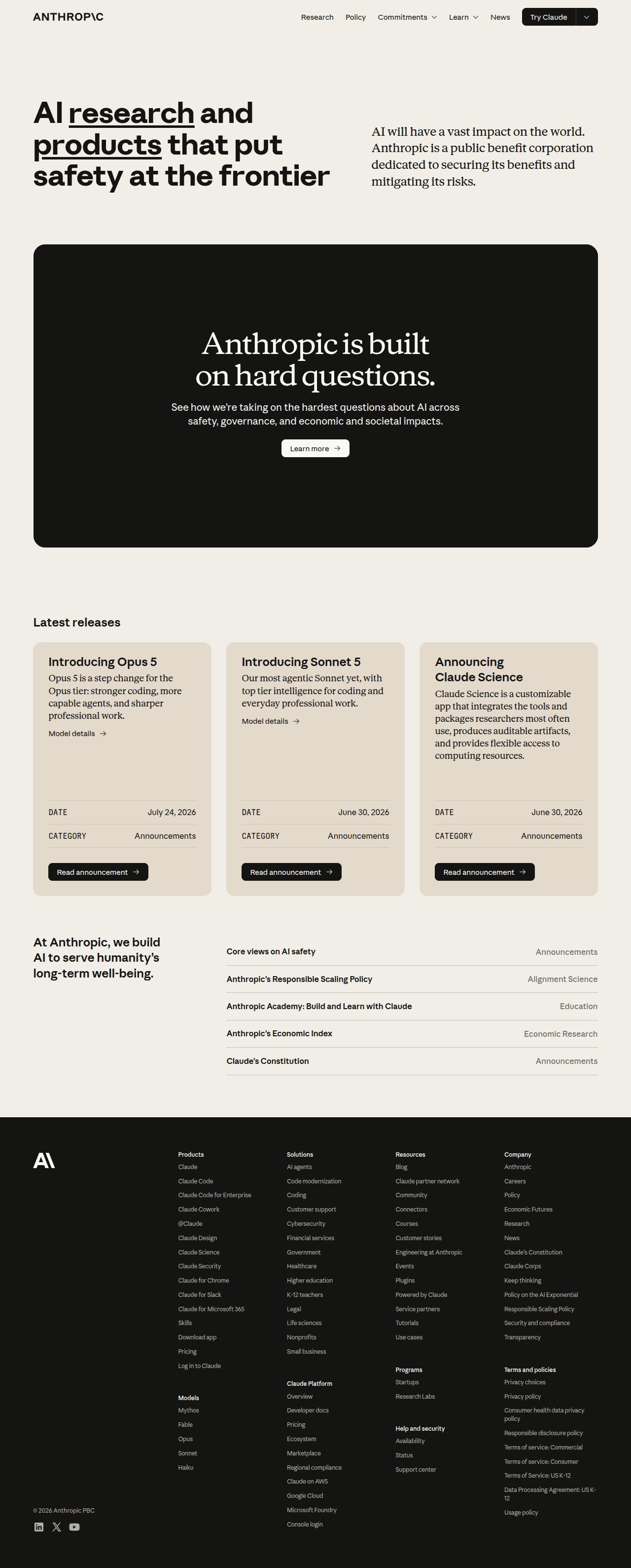 Home \ Anthropic's site as it was sampled