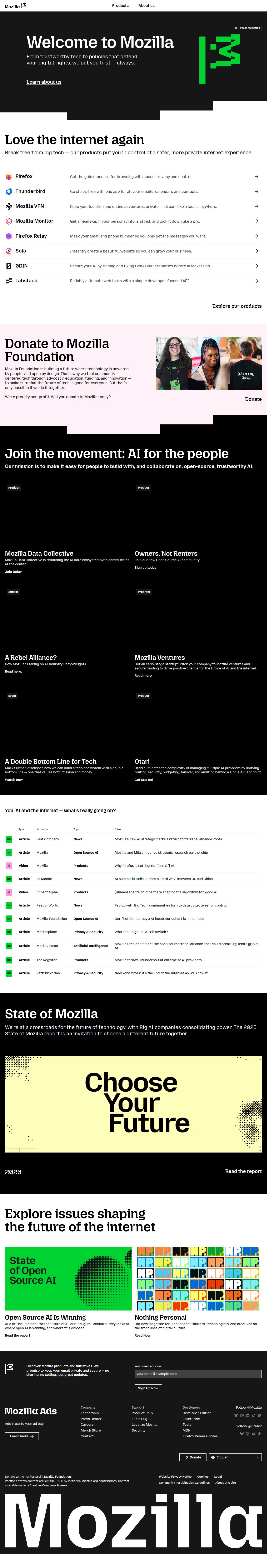 Mozilla's site as it was sampled