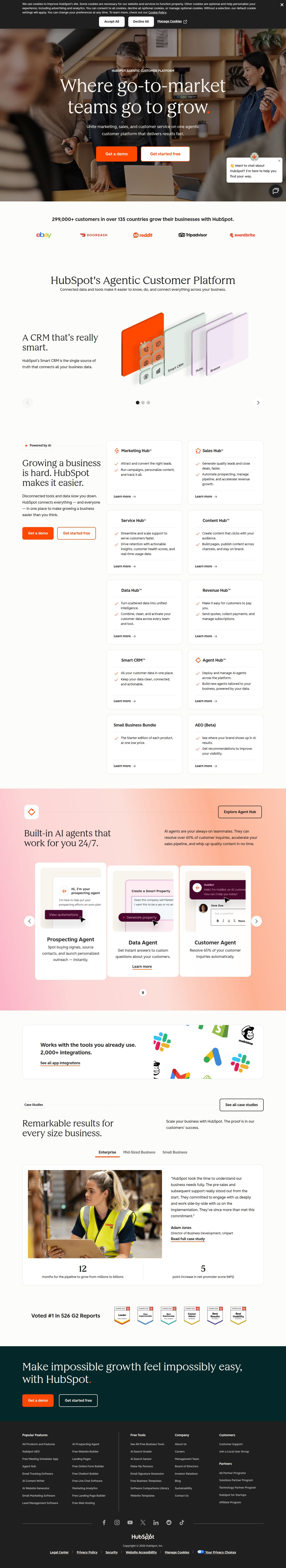 HubSpot's site as it was sampled