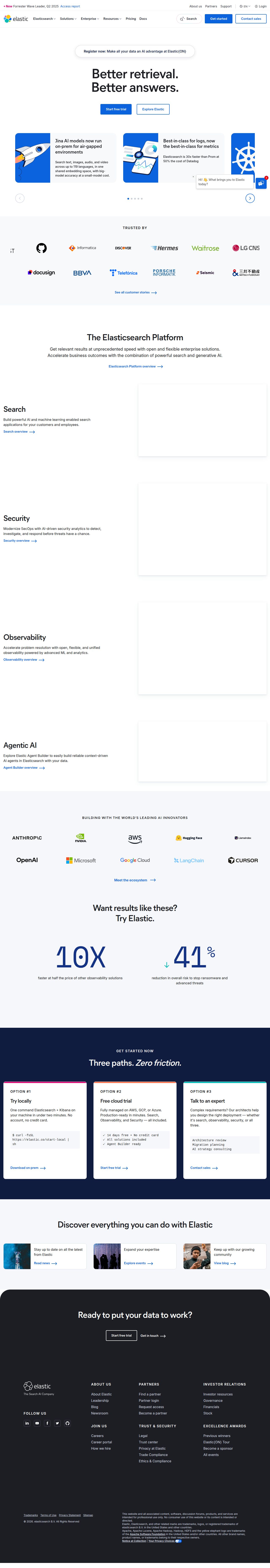 Elastic's site as it was sampled