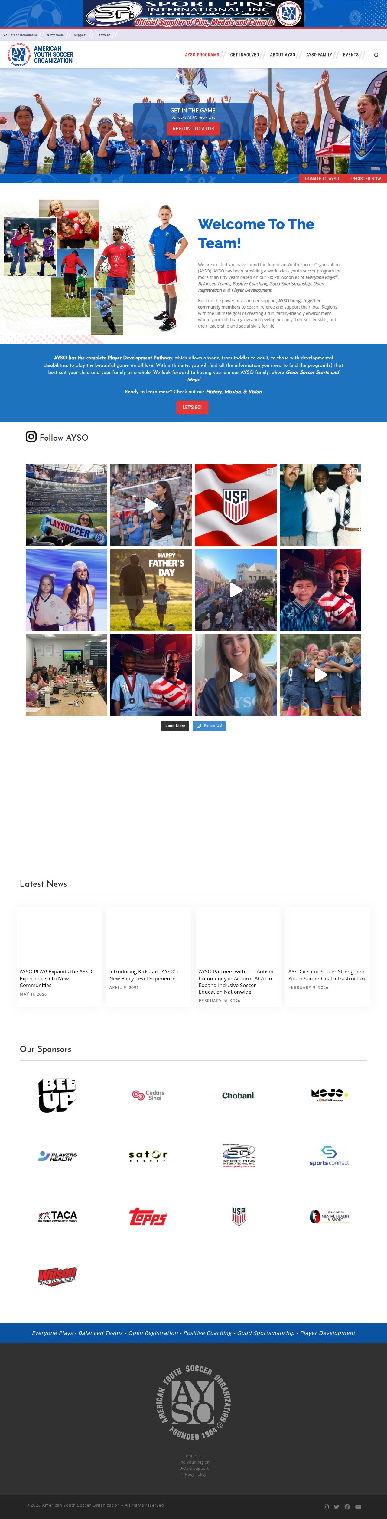American Youth Soccer Organization's site as it was sampled