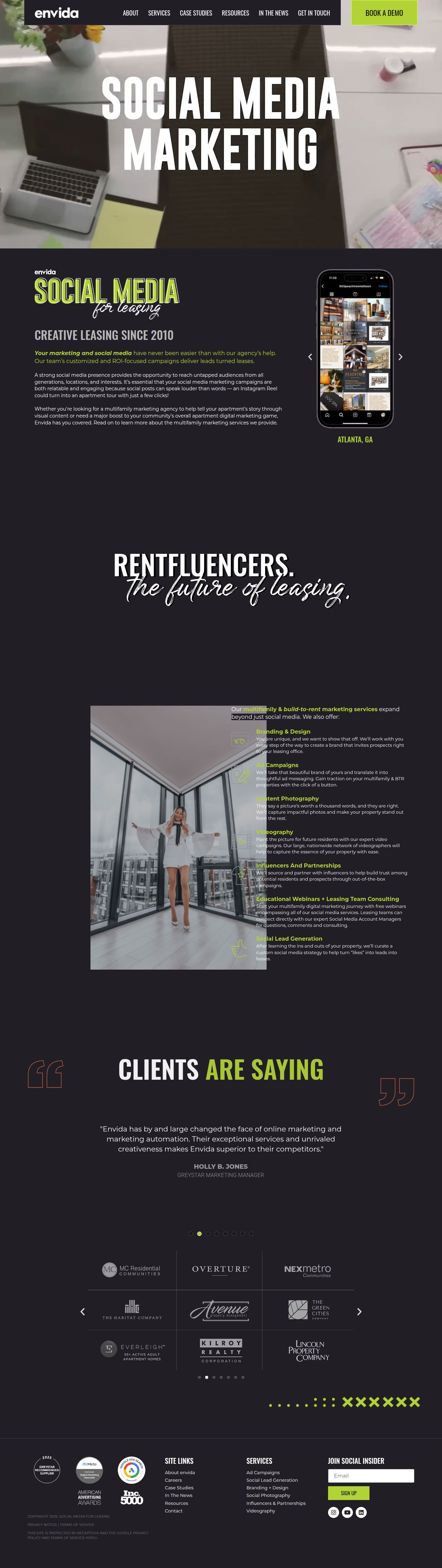 Social Media For Leasing | Envida | Scottsdale Arizona's site as it was sampled