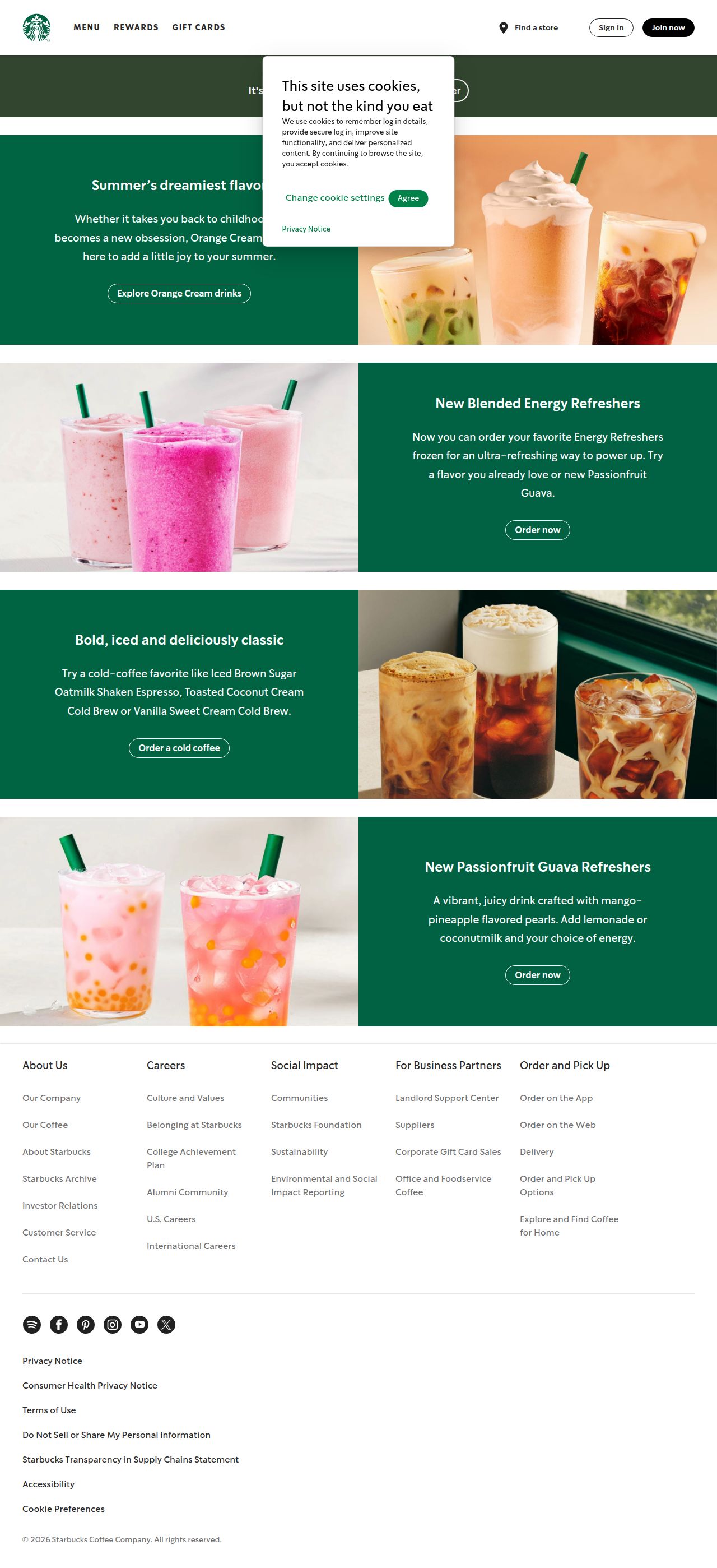 Starbucks Coffee Company's site as it was sampled