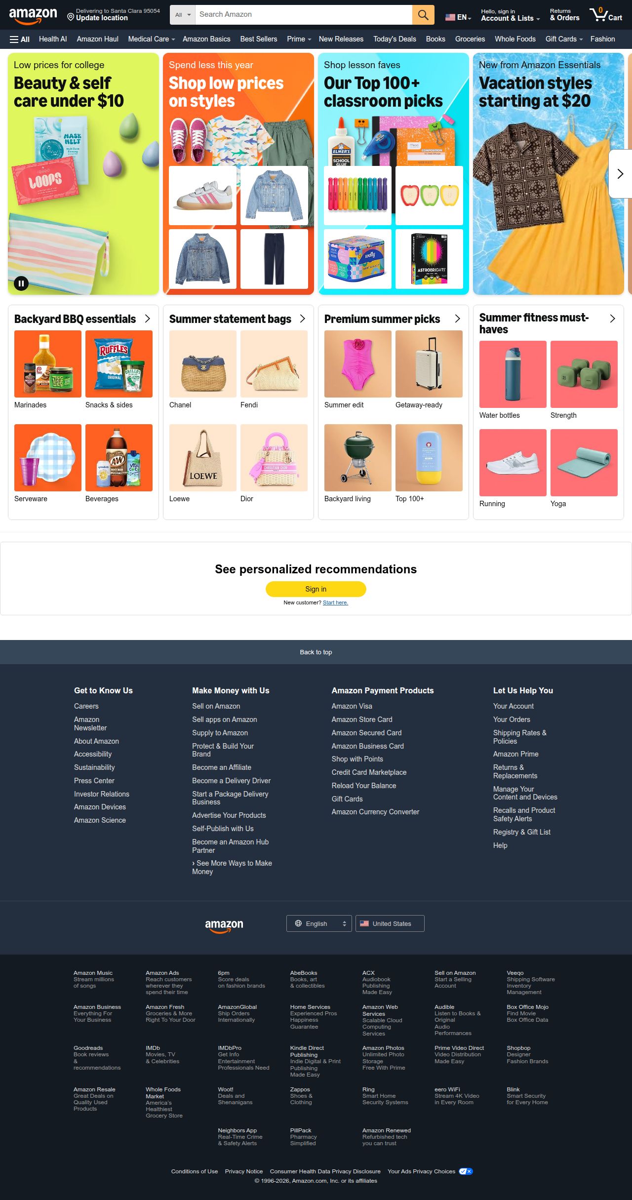 Amazon.com. Spend less. Smile more.'s site as it was sampled