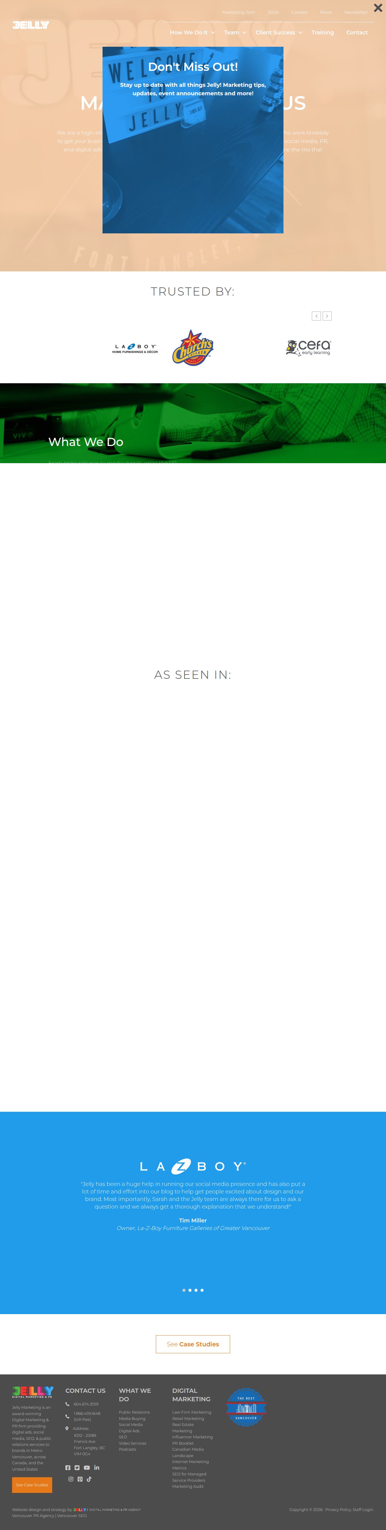 Jelly Digital Marketing & Vancouver PR's site as it was sampled
