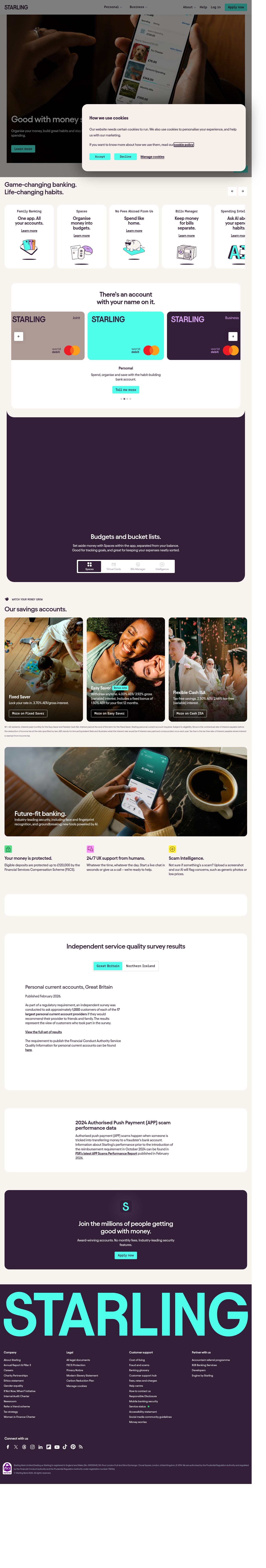 Starling Bank's site as it was sampled