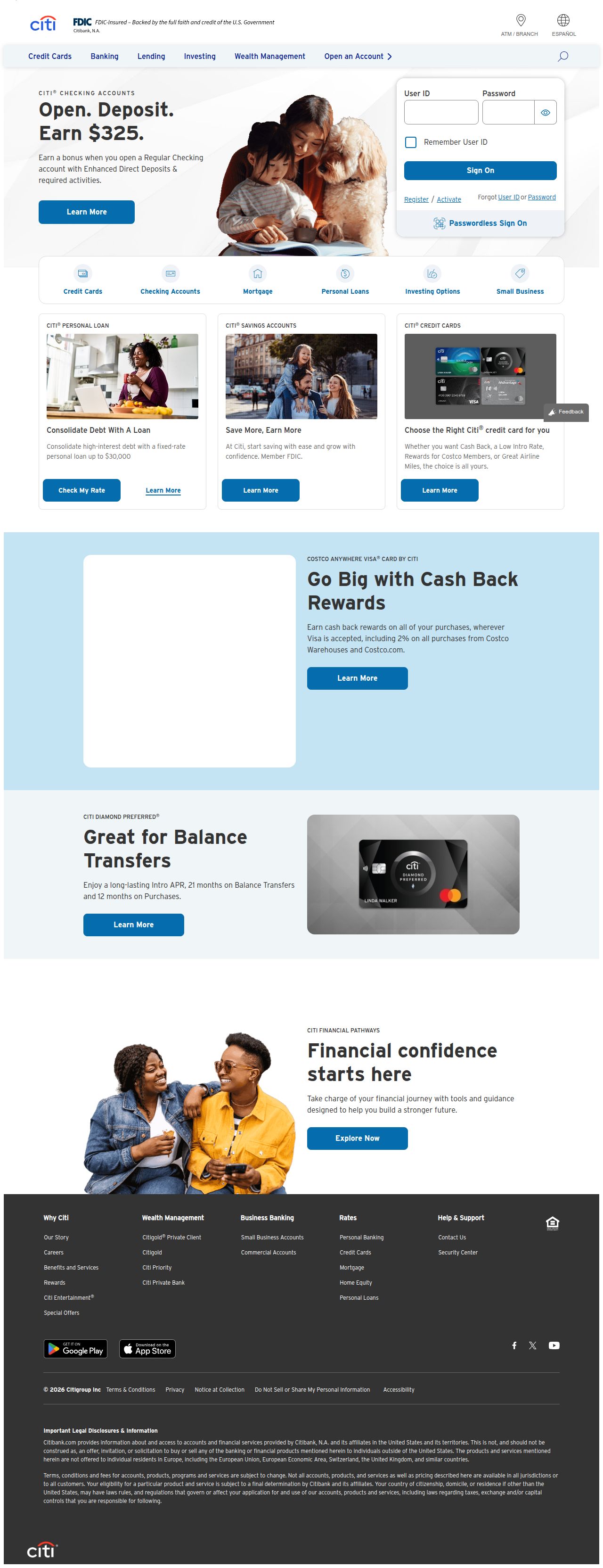 Credit Cards, Banking, Mortgage, Personal Loans's site as it was sampled