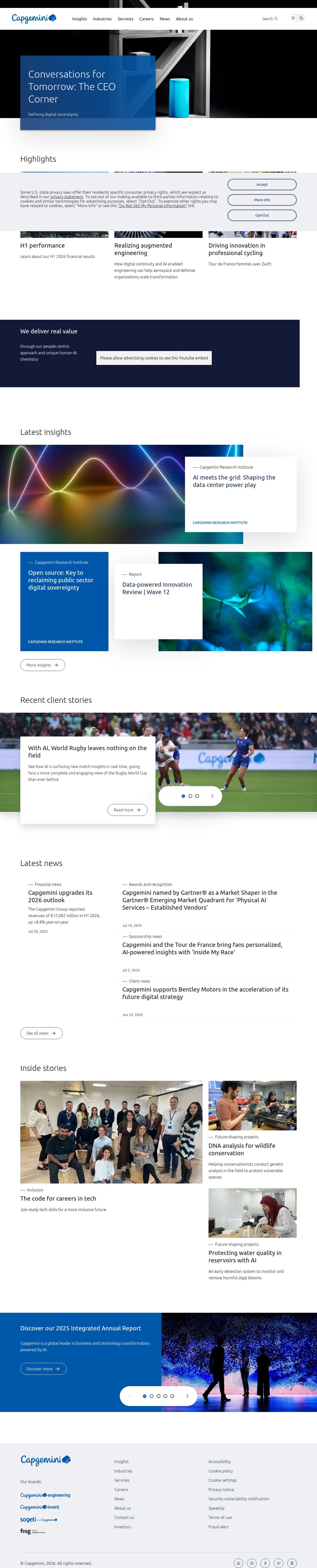 Capgemini's site as it was sampled