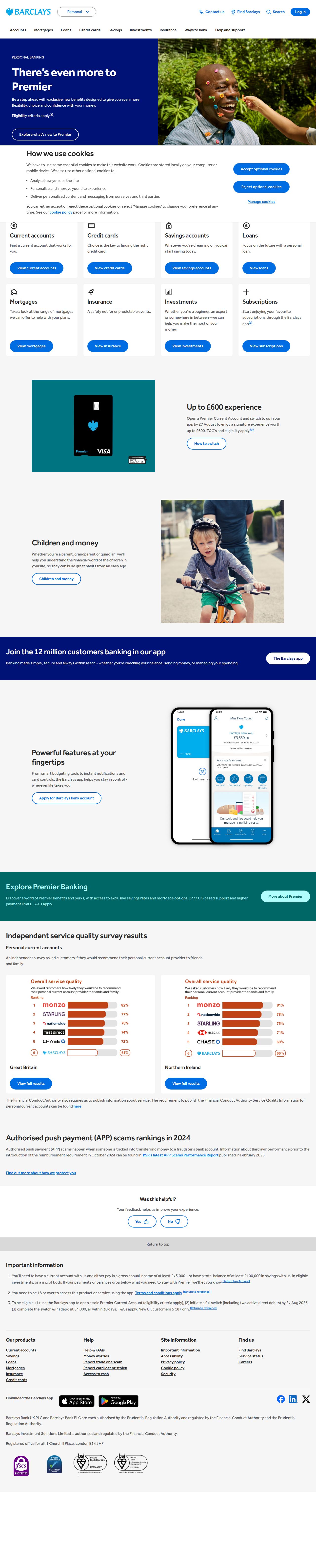 Personal banking's site as it was sampled
