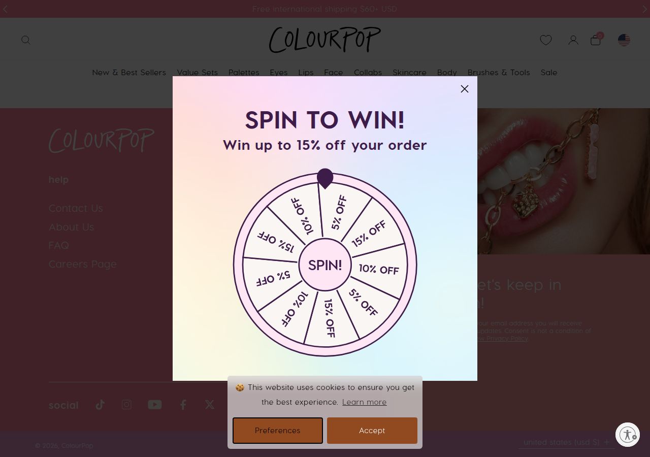 ColourPop's site as it was sampled