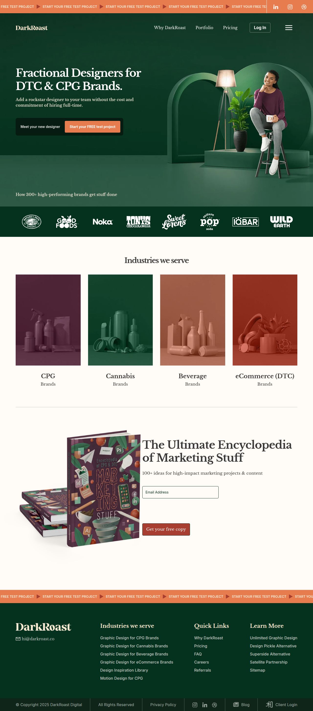 Fractional designers for CPG and DTC Brand's site as it was sampled