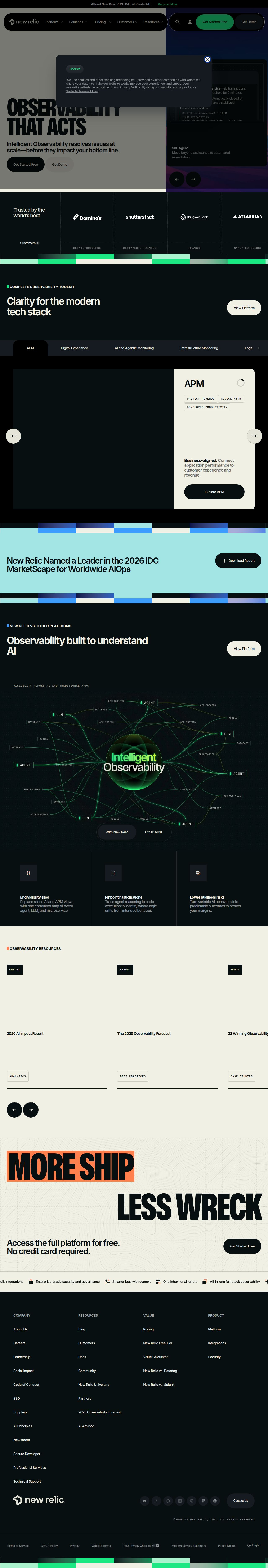 New Relic's site as it was sampled