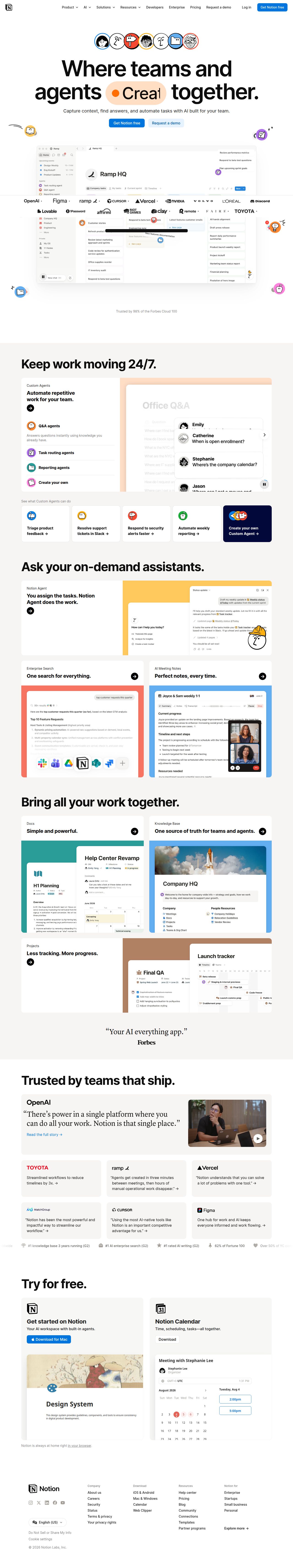 Notion's site as it was sampled