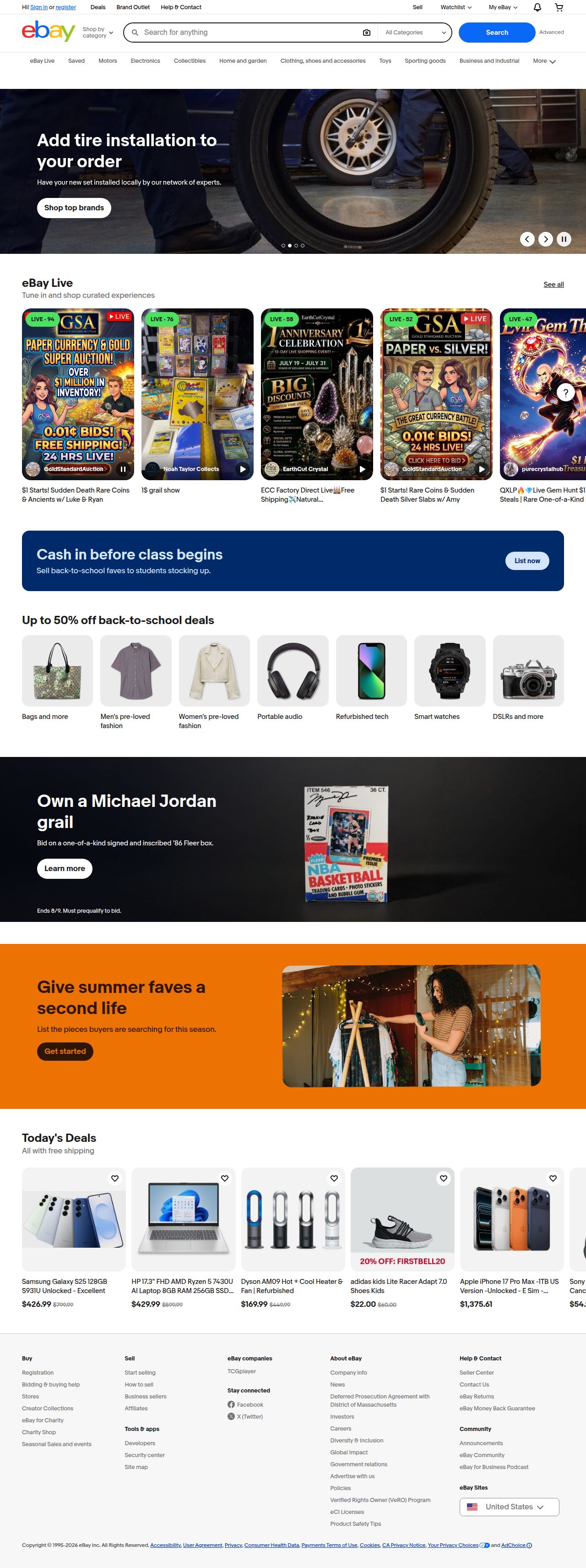 eBay's site as it was sampled