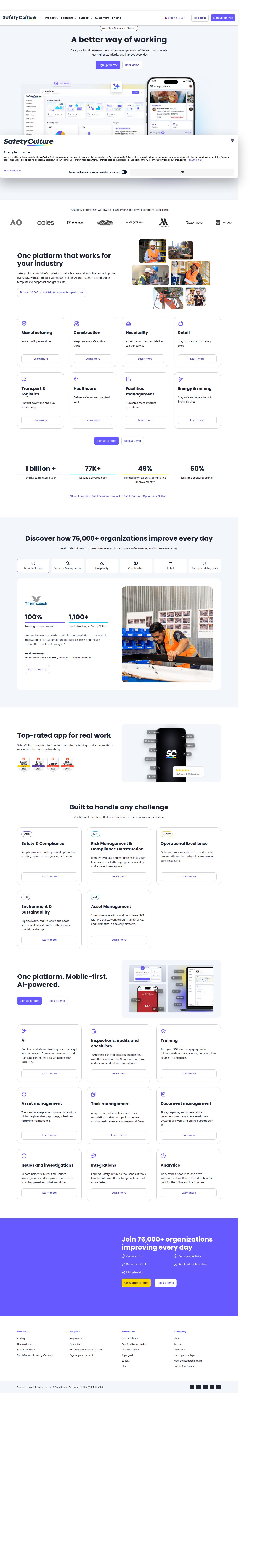 SafetyCulture's site as it was sampled