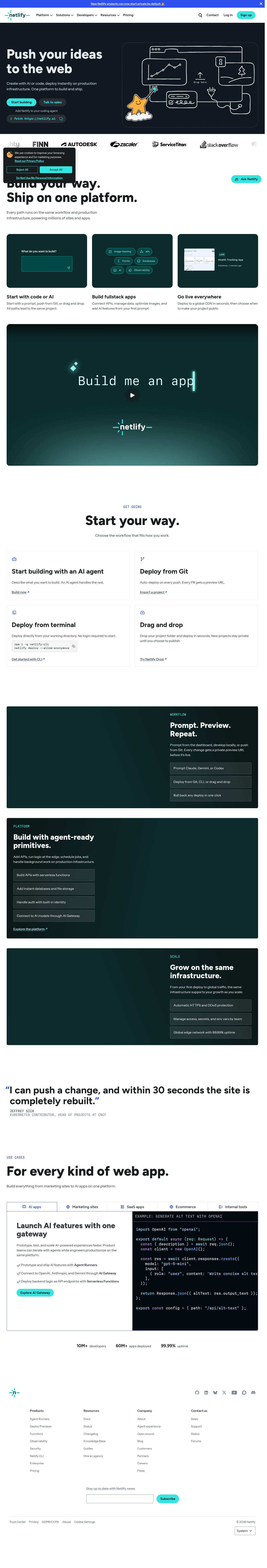Netlify's site as it was sampled