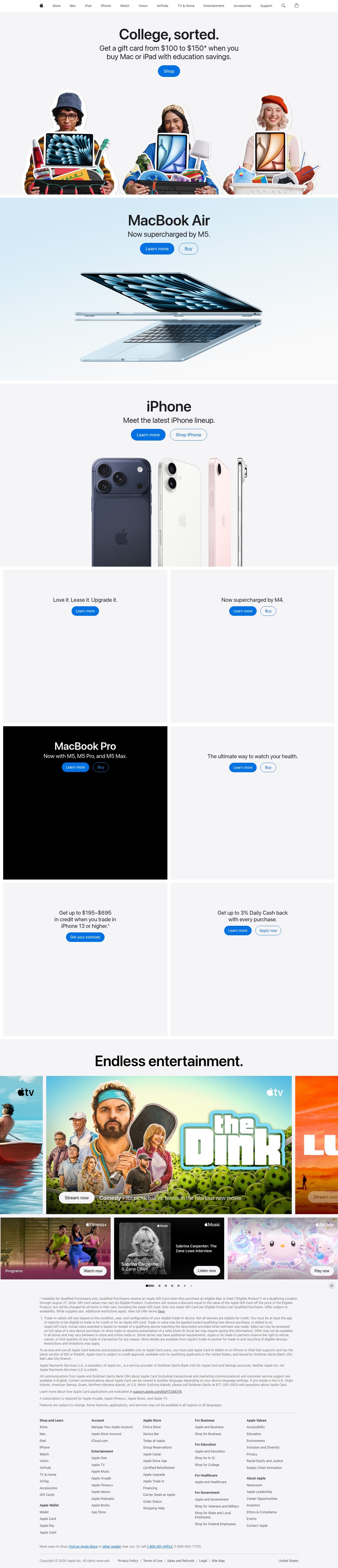 Apple's site as it was sampled
