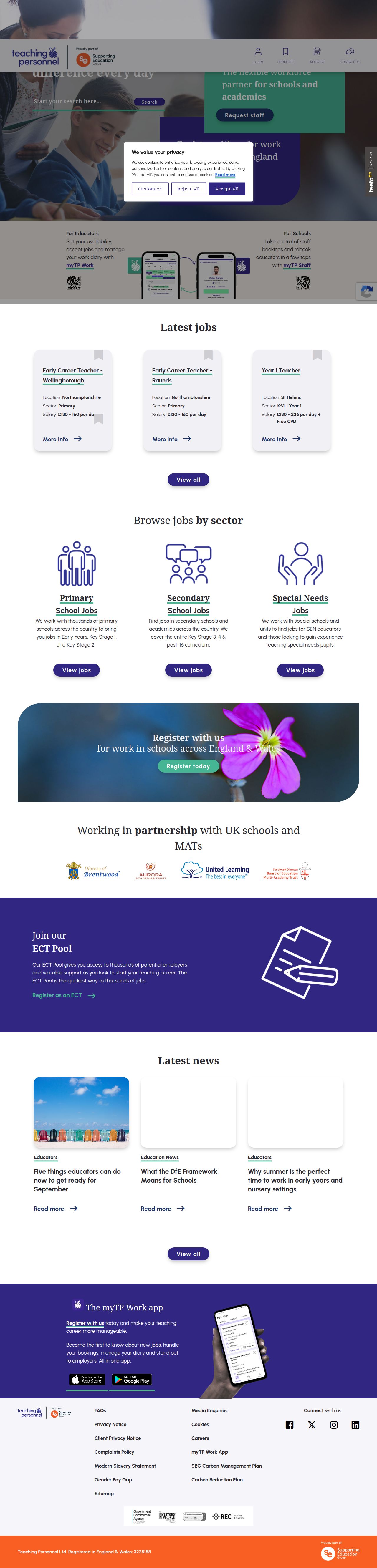 Teaching Personnel's site as it was sampled