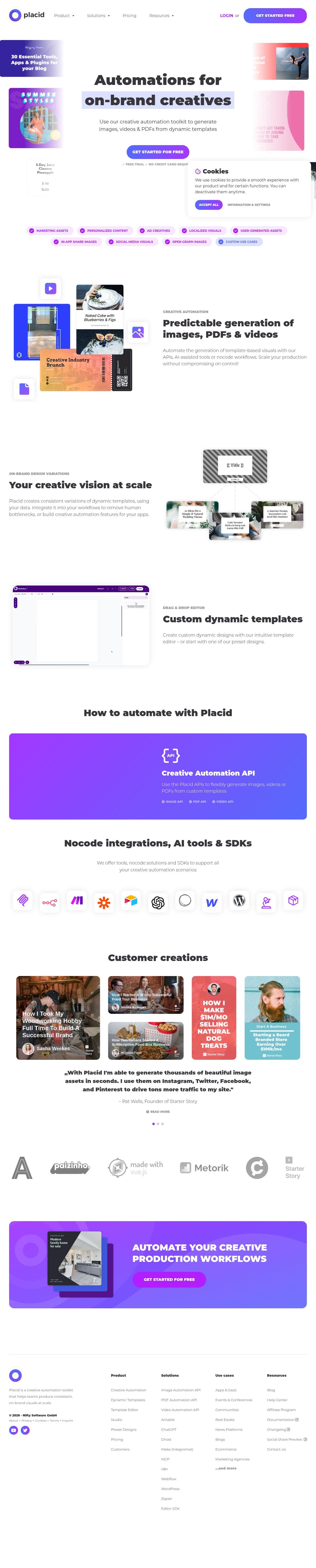 Automations for on-brand creatives's site as it was sampled