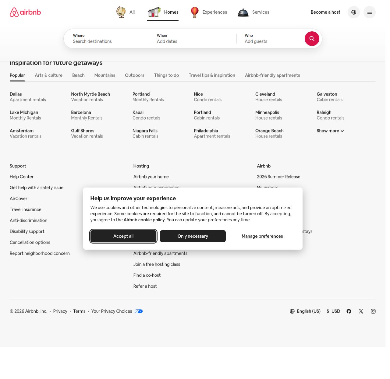 Airbnb's site as it was sampled