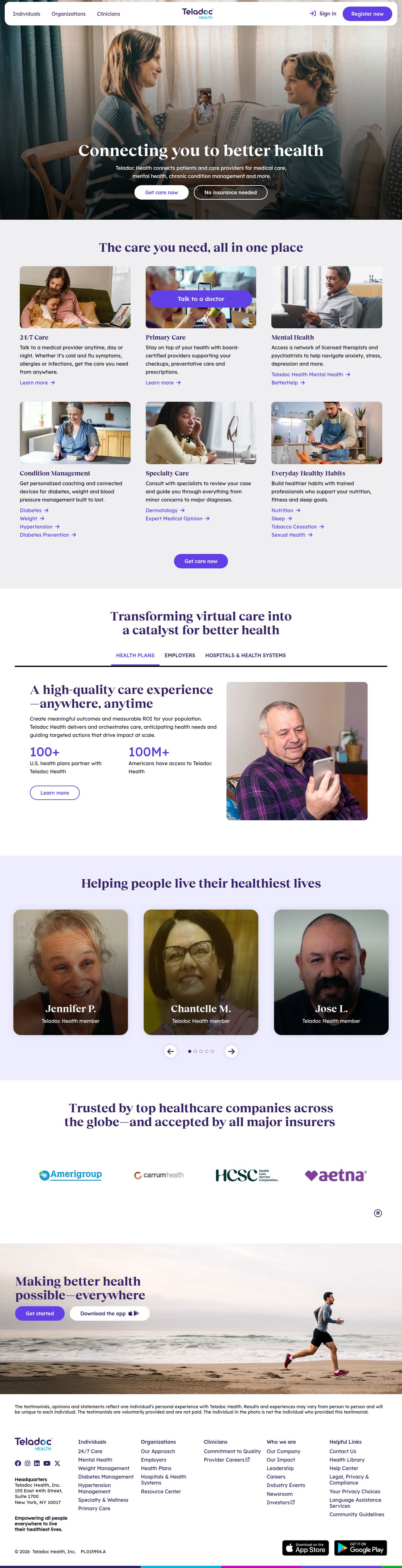 Teladoc Health's site as it was sampled
