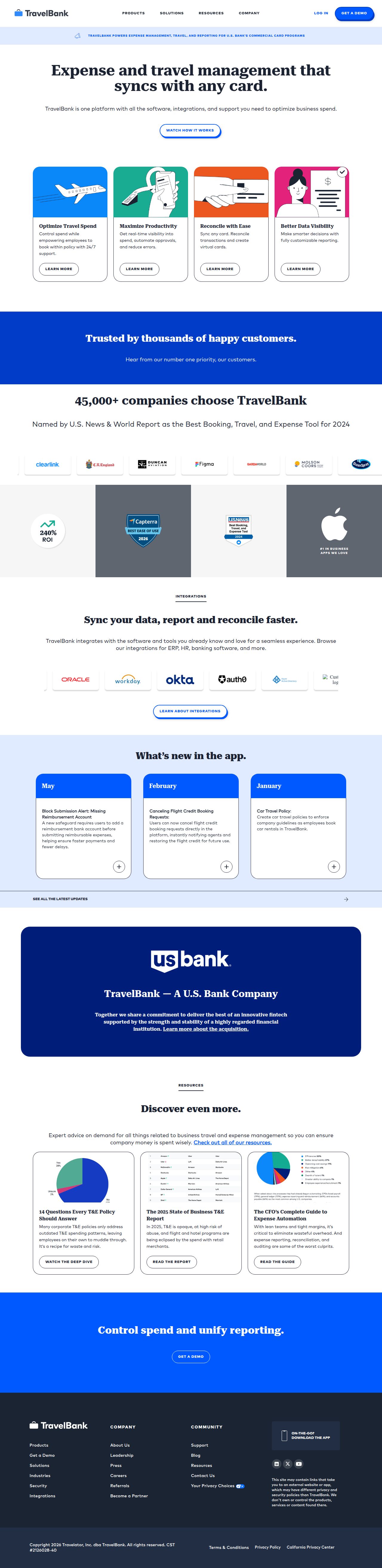 TravelBank's site as it was sampled
