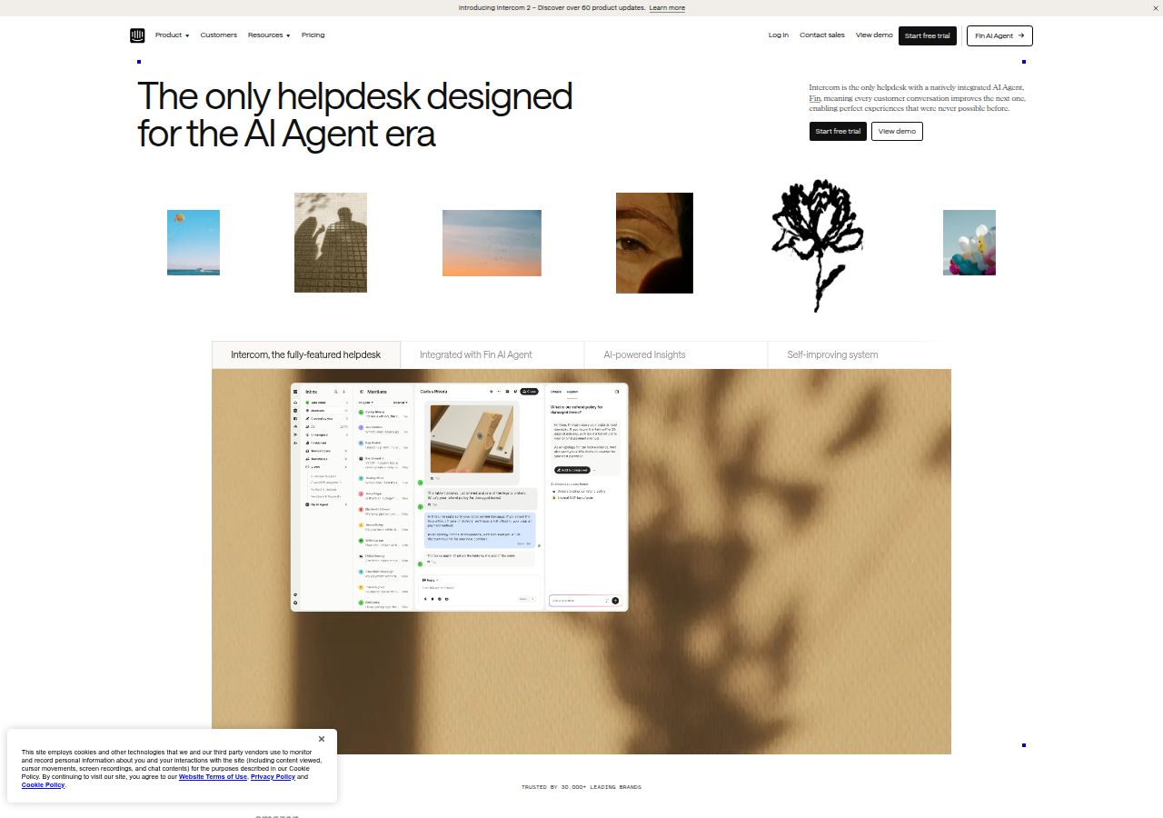 Intercom's site as it was sampled