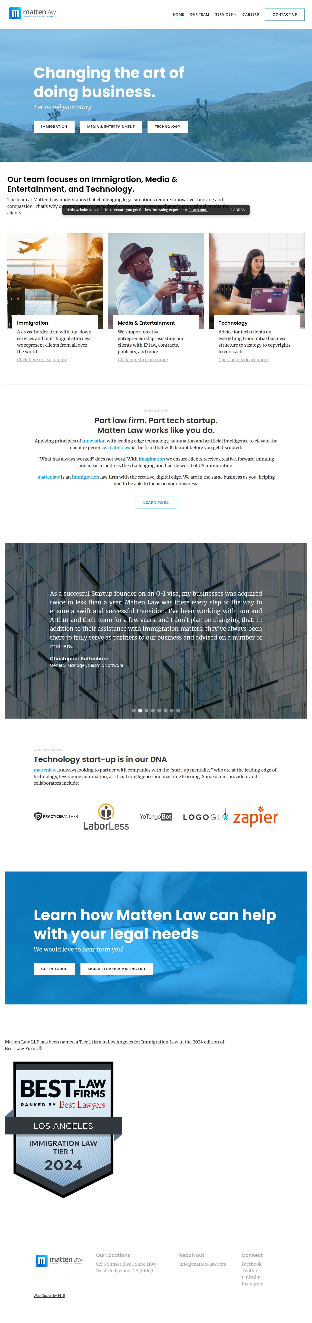 Immigration and Entertainment Law Firm's site as it was sampled