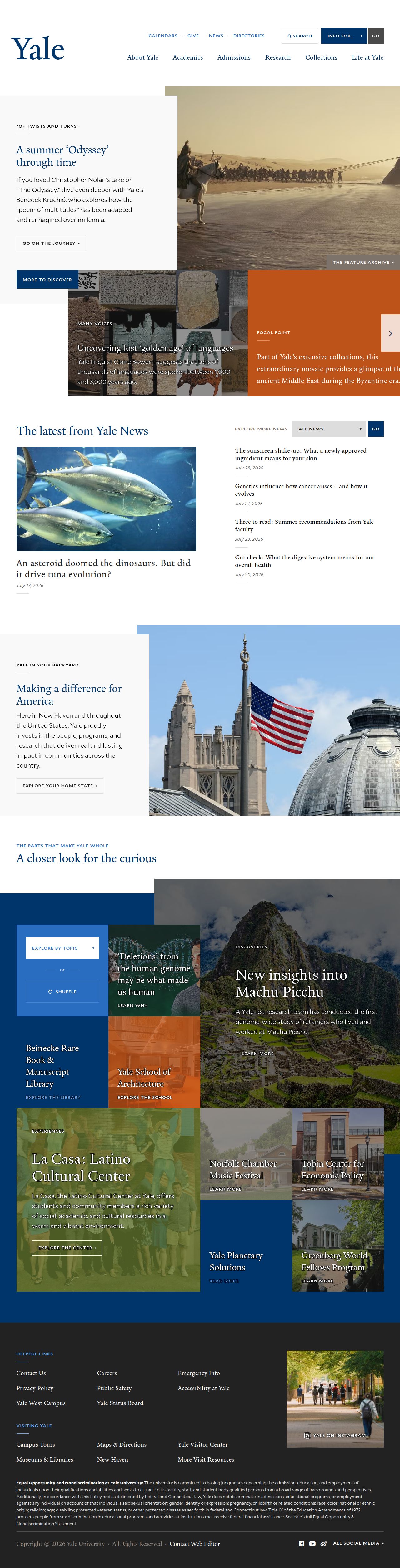 Yale University's site as it was sampled