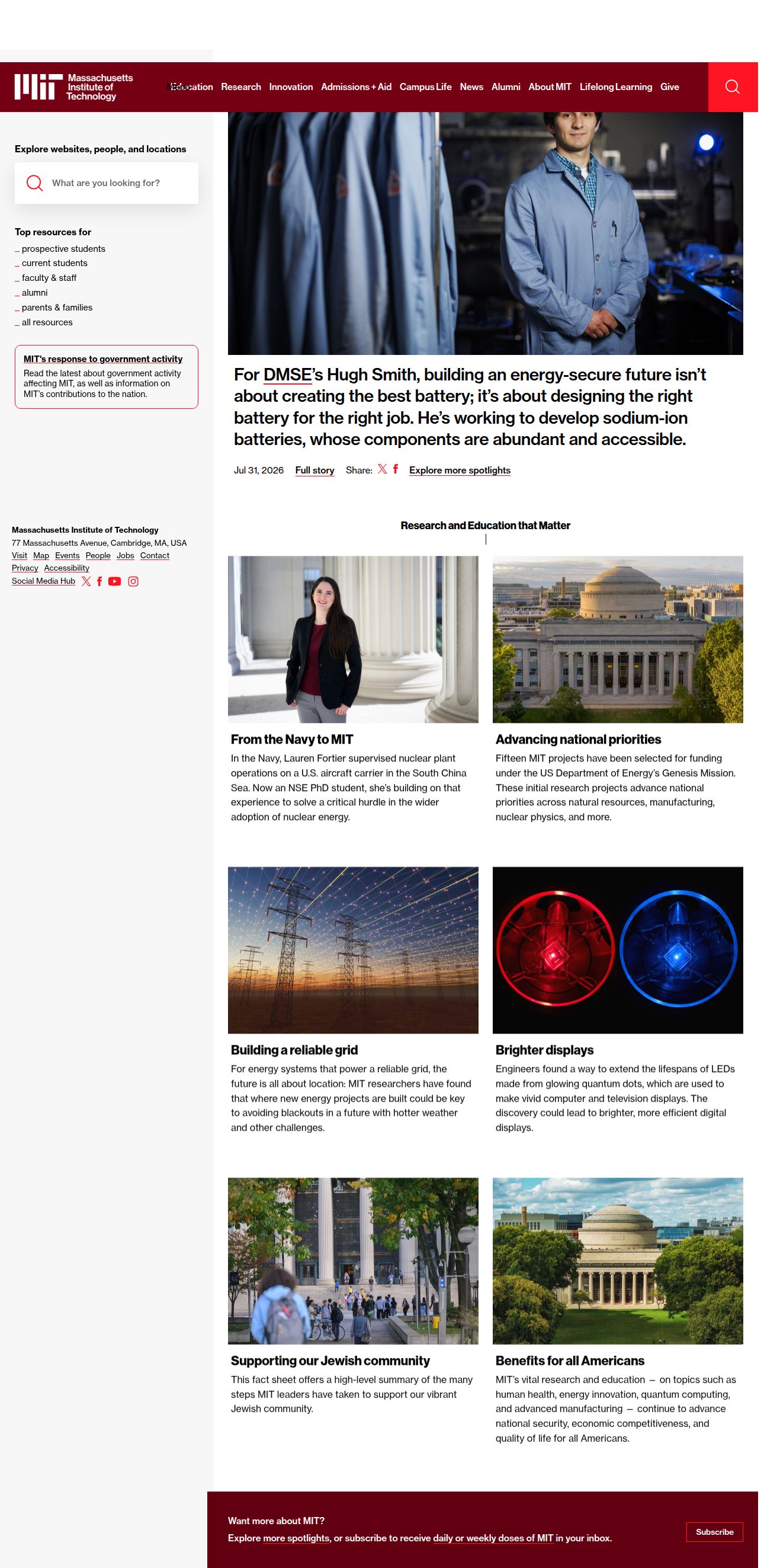 Massachusetts Institute of Technology's site as it was sampled