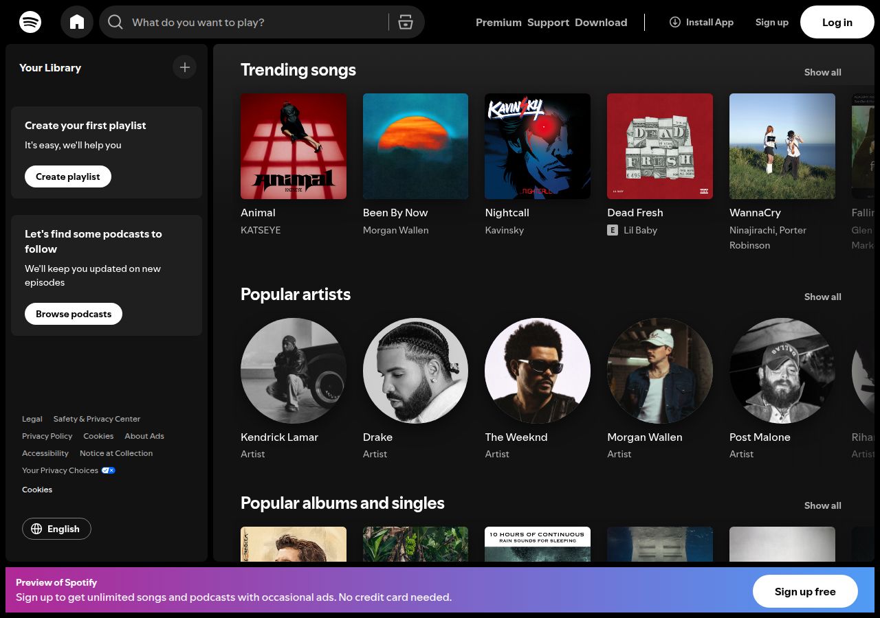 Spotify's site as it was sampled
