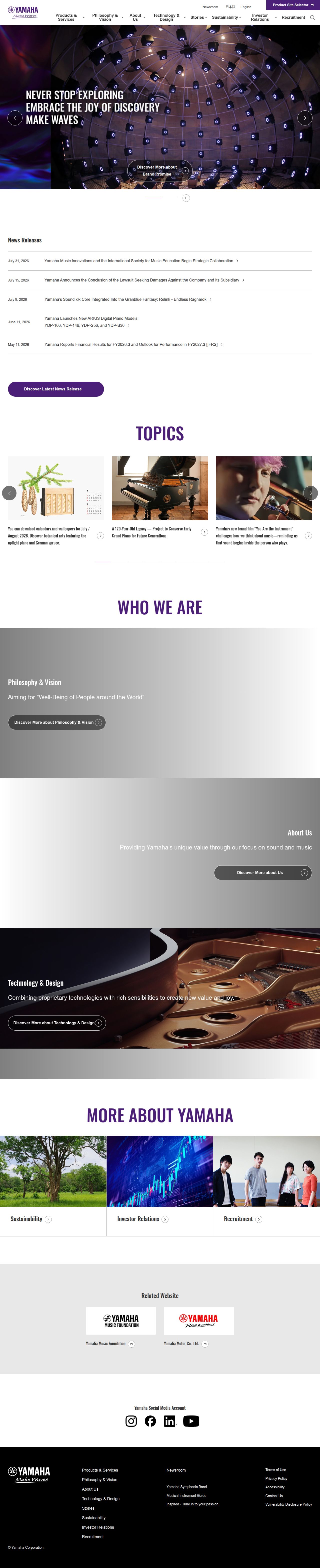 Corporate Site's site as it was sampled