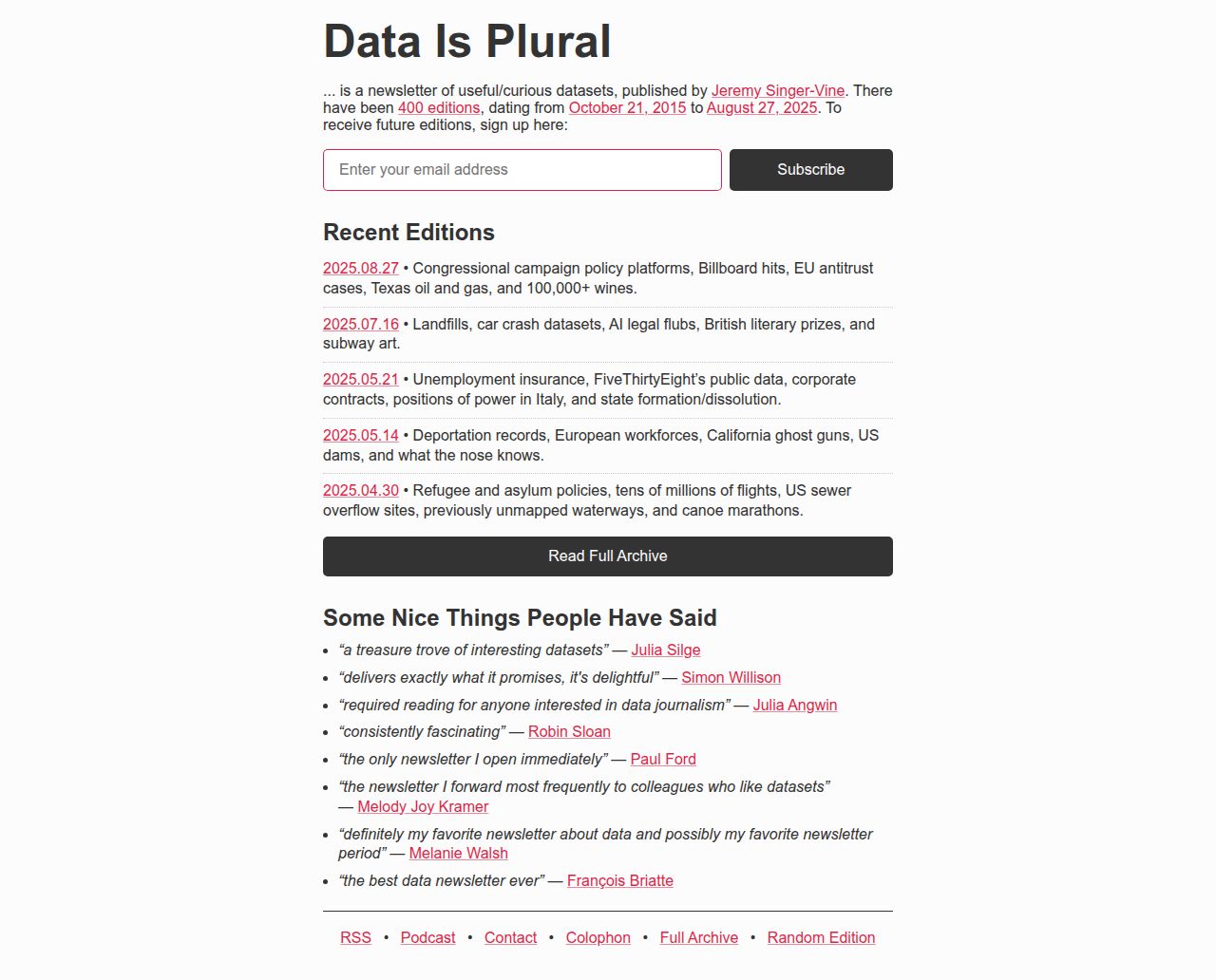 Data Is Plural's site as it was sampled