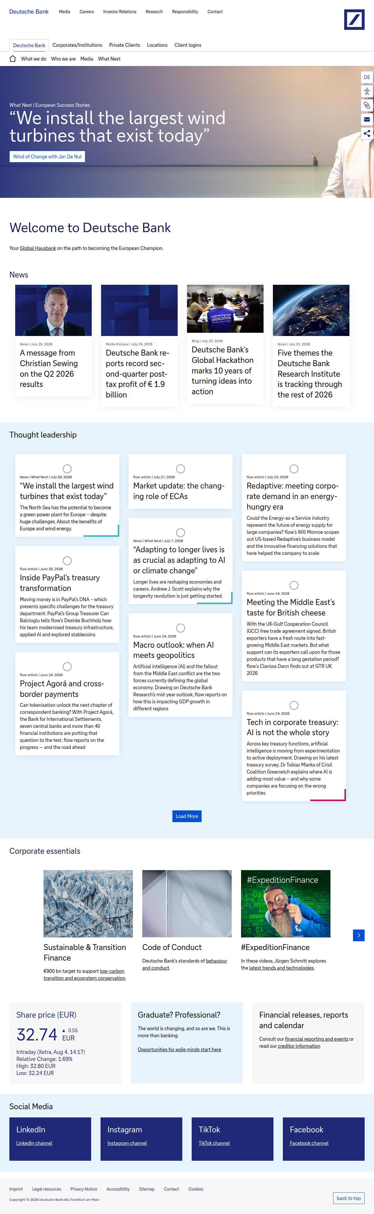 Deutsche Bank's site as it was sampled