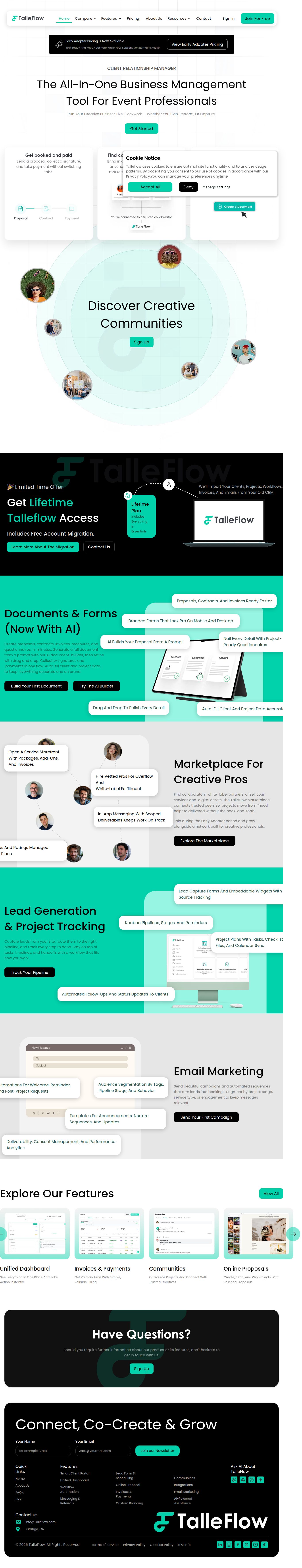 The All-In-One Business Management Tool For Event Professionals's site as it was sampled