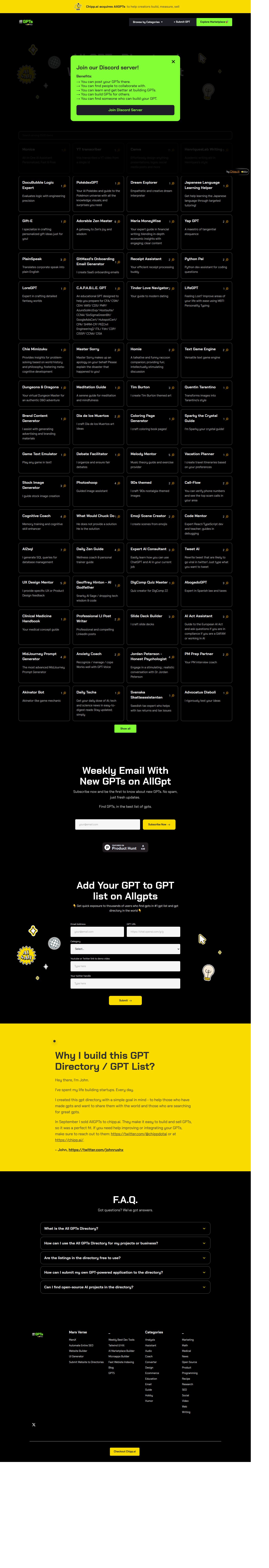 AllGPTs's site as it was sampled