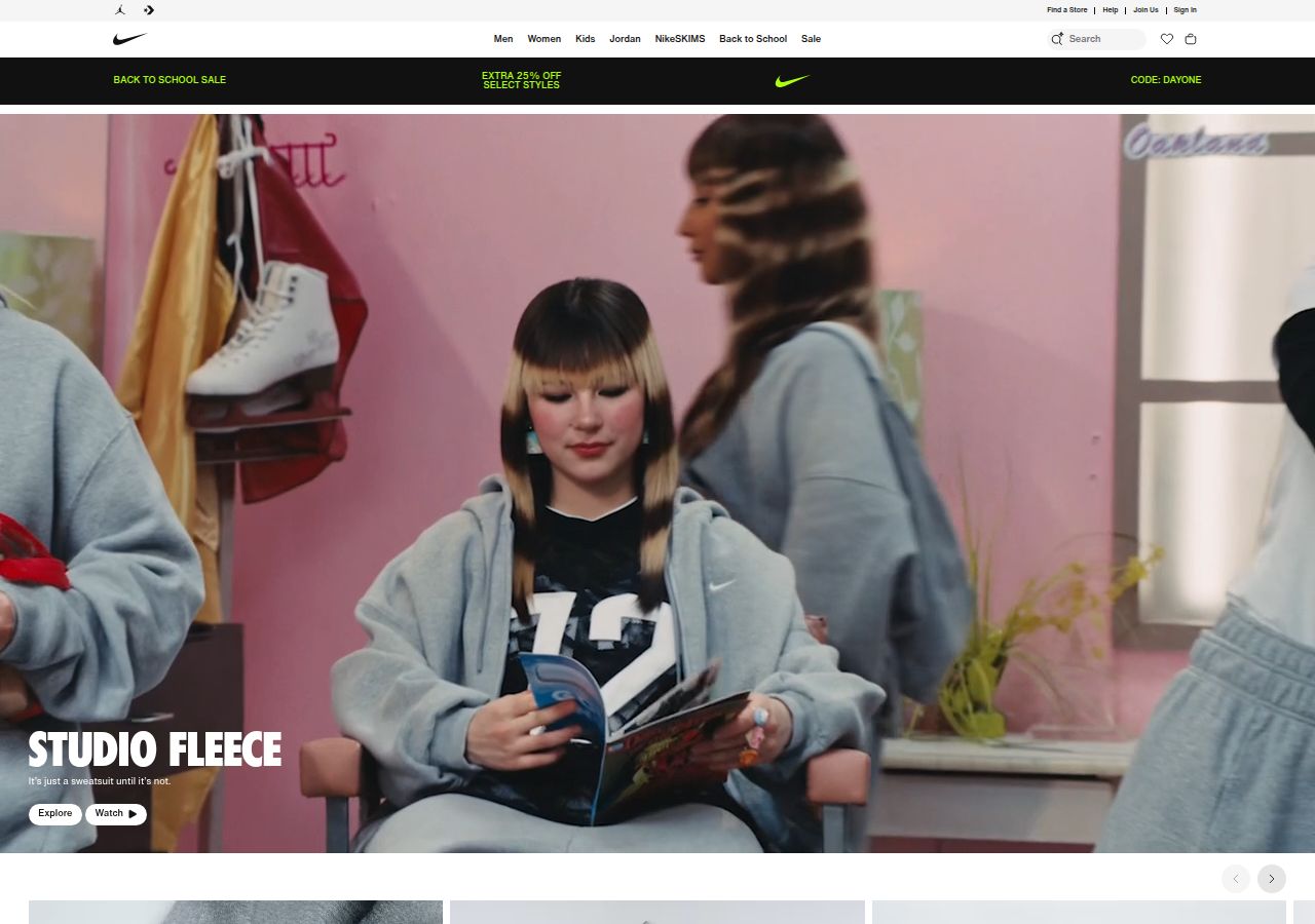Nike.com's site as it was sampled