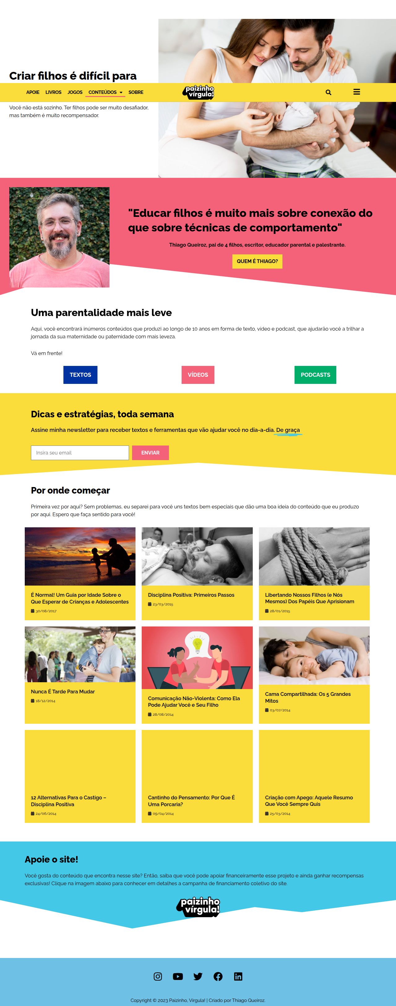 Paizinho, Vírgula!'s site as it was sampled