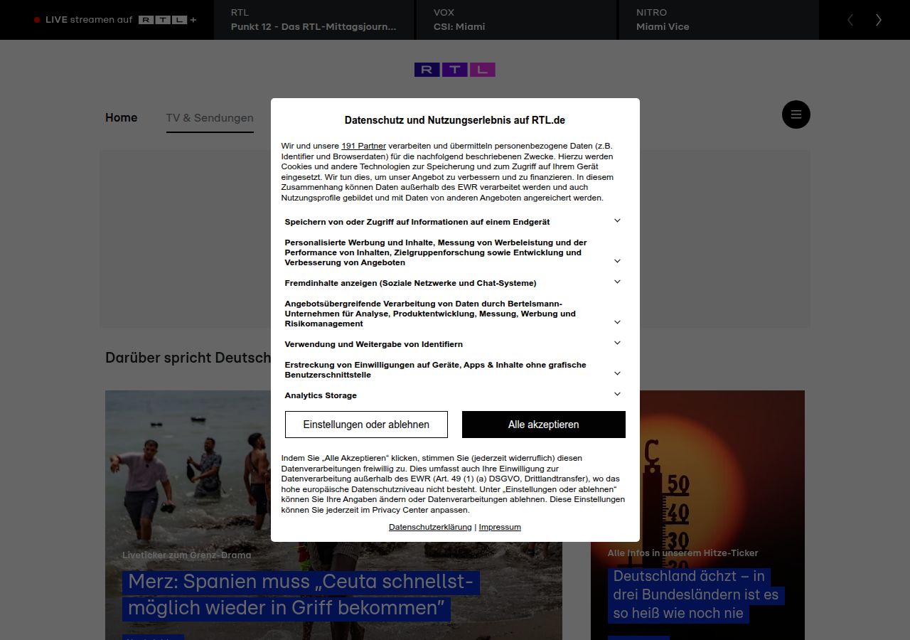 rtl.de's site as it was sampled