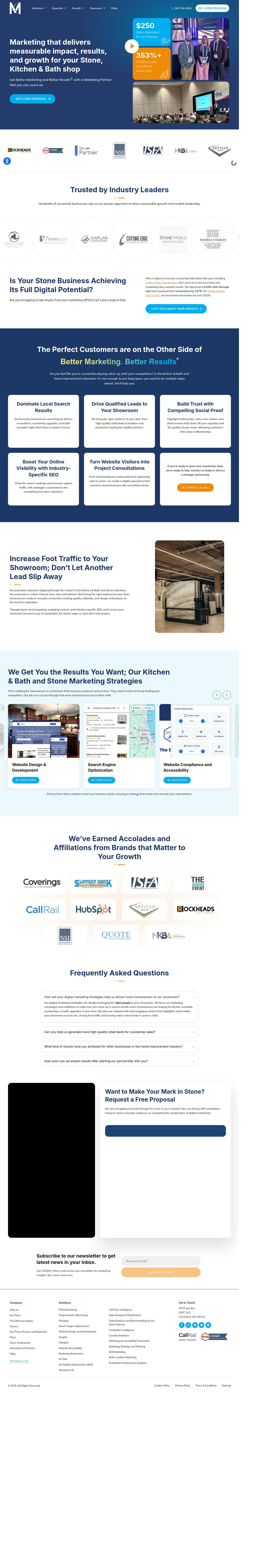 Milia Marketing's site as it was sampled