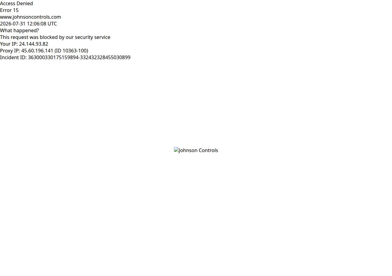 Johnson Controls's site as it was sampled