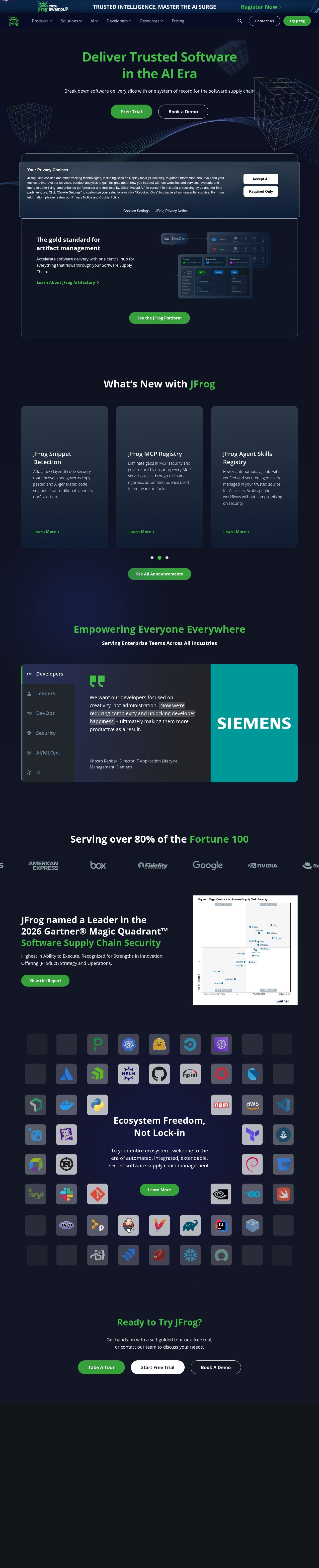 JFrog's site as it was sampled