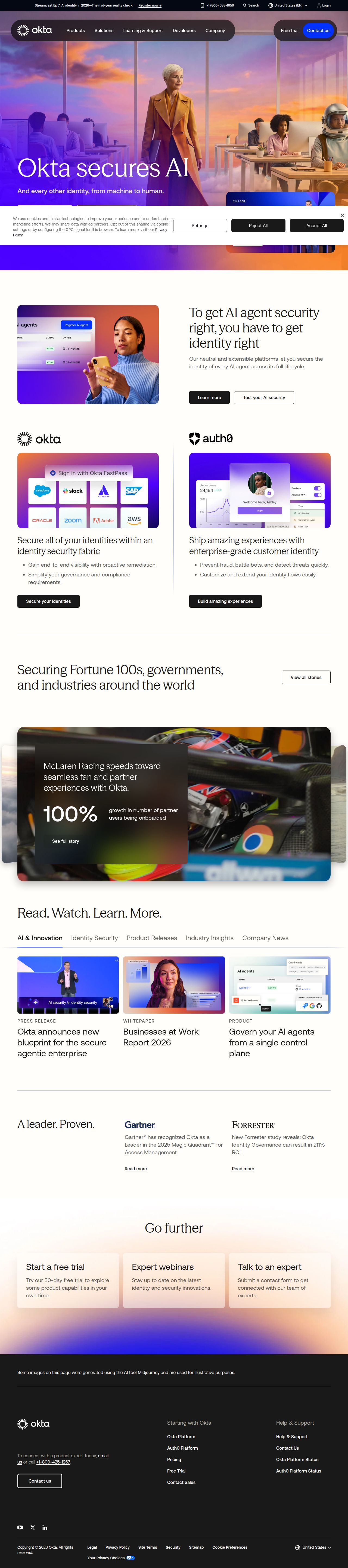 Secure Identity for Employees, Customers, and AI's site as it was sampled