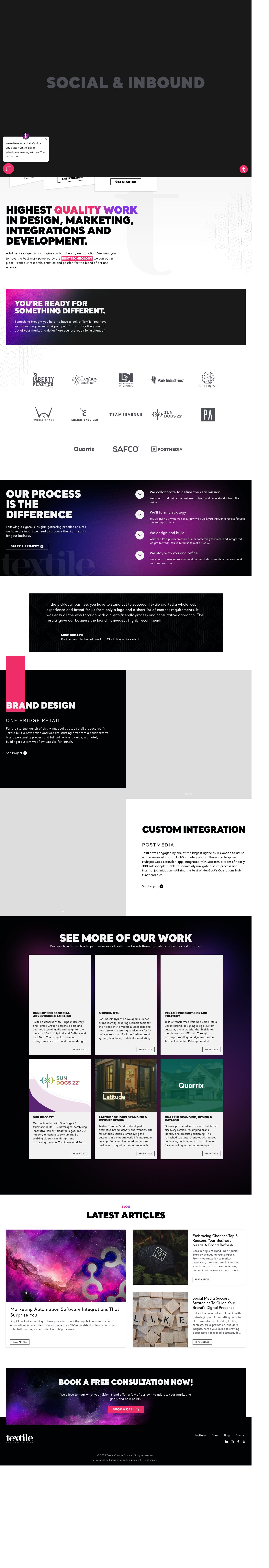 Textile Creative Studios's site as it was sampled