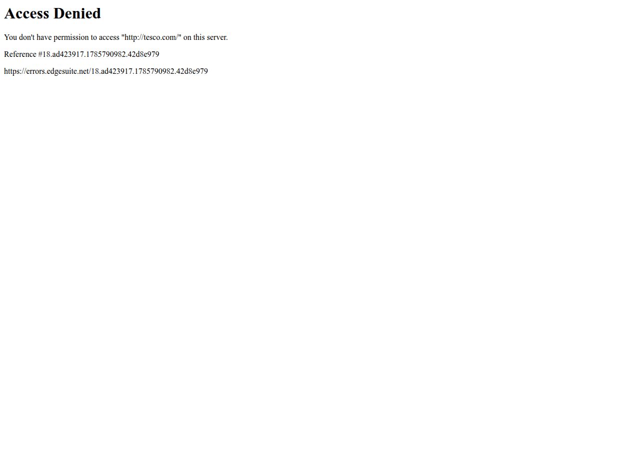 Tesco's site as it was sampled