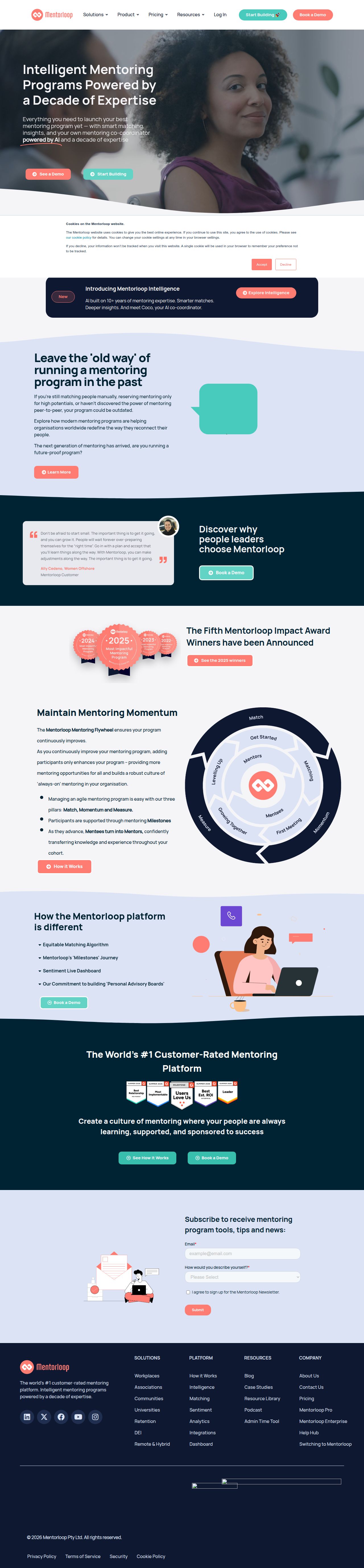 Mentorloop Mentoring Software's site as it was sampled