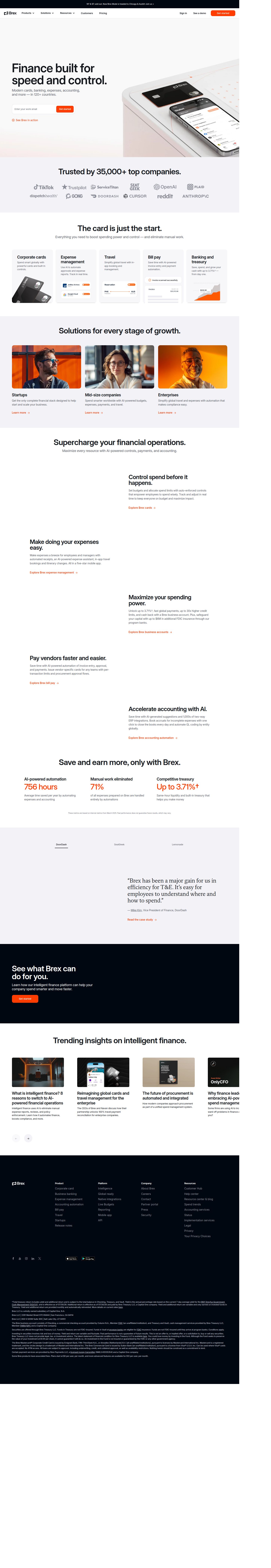 Brex's site as it was sampled