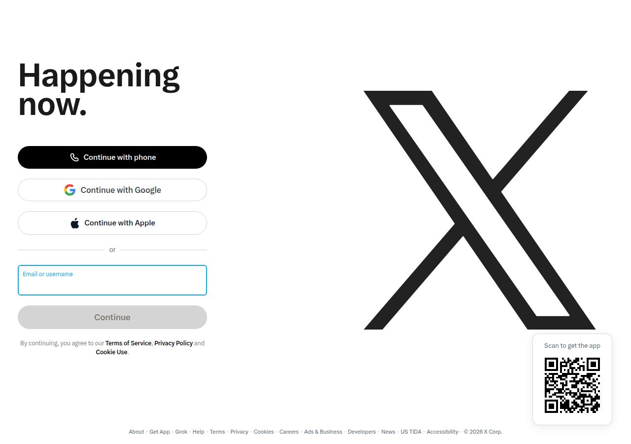 X (formerly Twitter)'s site as it was sampled