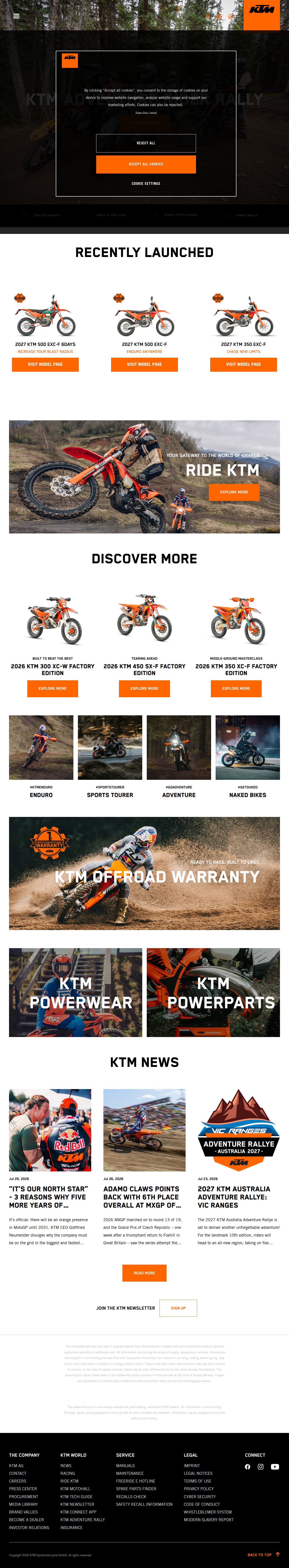 KTM's site as it was sampled